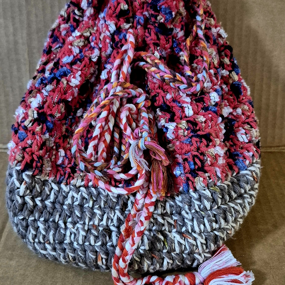 Multicolor Crochet Drawstring Bag